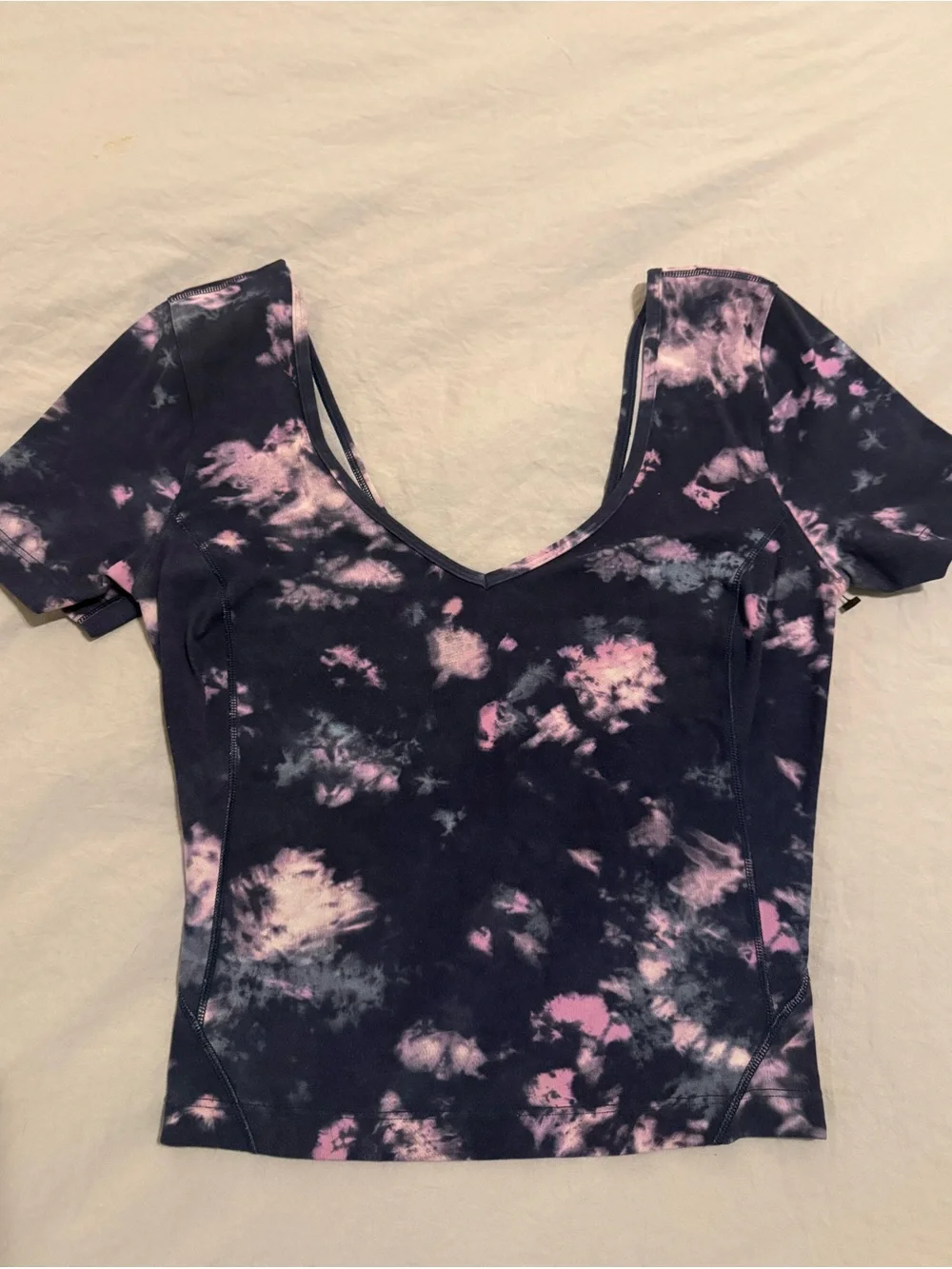 lululemon athletica Scoop Neck Tie-Dye Crop Tee - Navy & Light Pink